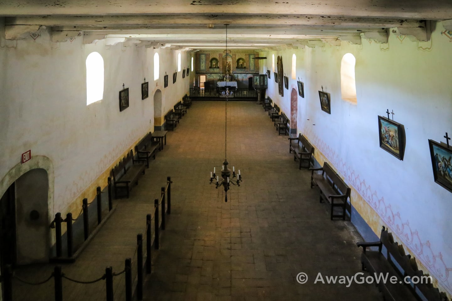 main church interior from above La Purisima Mission Lompoc California