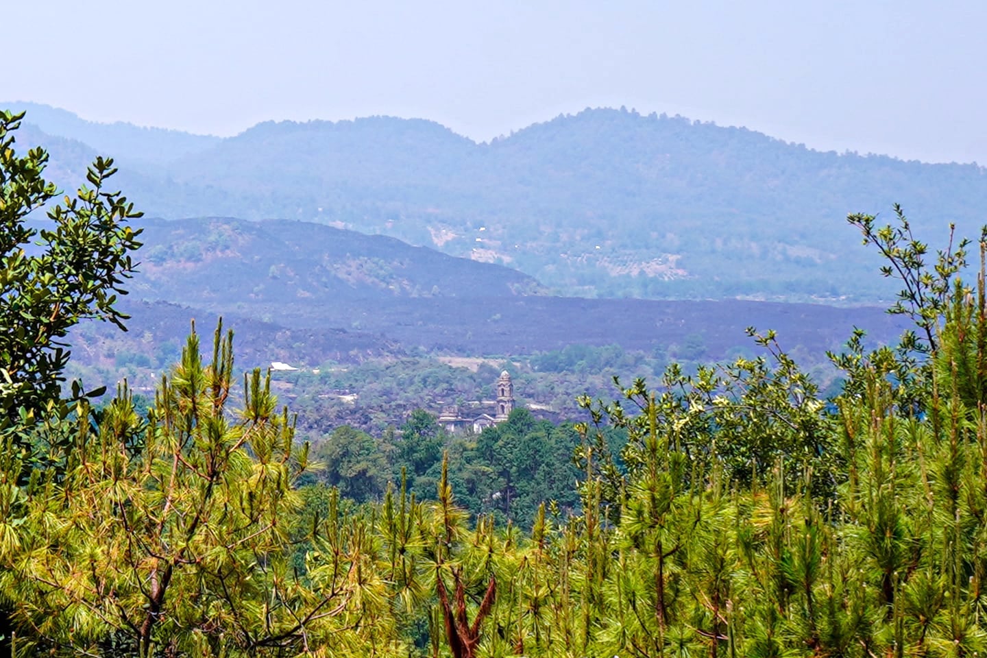 Lava Church of San Juan Parangaricutiro Michoacan Mexico