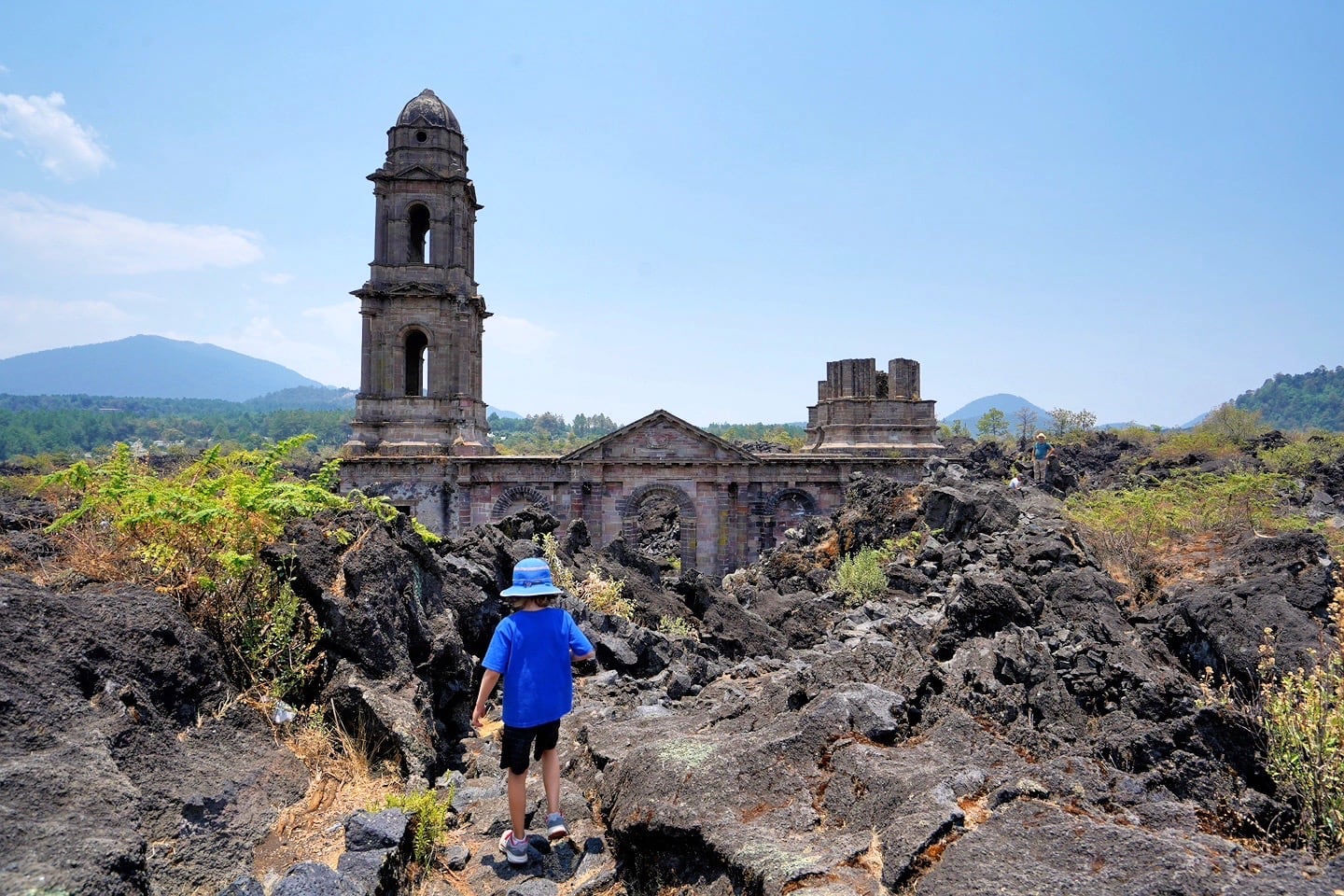 Lava Church of San Juan Parangaricutiro Michoacan Mexico